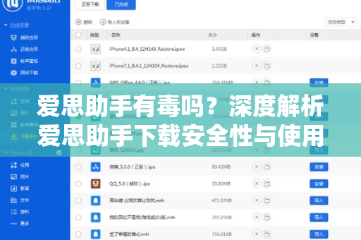 爱思助手有毒吗？深度解析爱思助手下载安全性与使用真相